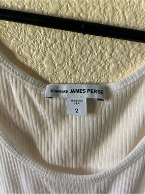James Perse Cream Ribbed Scoop Neck Tank